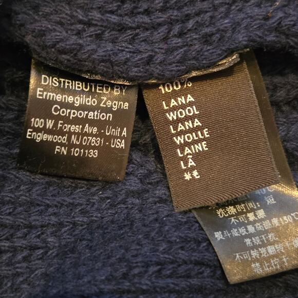 Ermenegildo Zegna Wool Sweater Size XL/54 Navy Chunky Mock Neck 5 Button - Picture 6 of 14